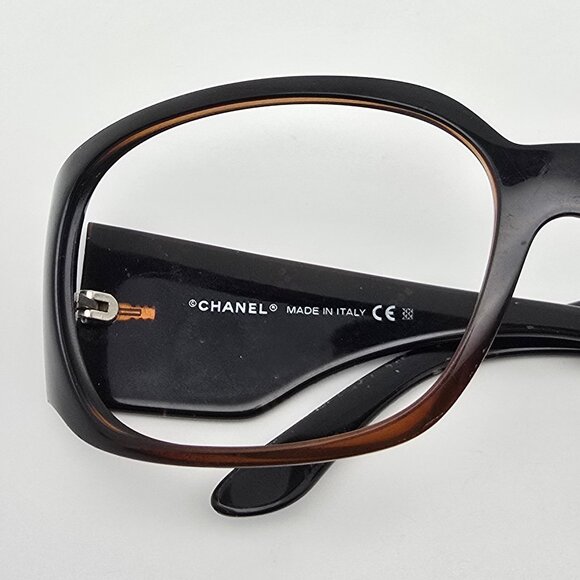 Chanel 5080-B c.830/13 Black Brown Fade Swarovski Crystal Sunglasses Frame Italy